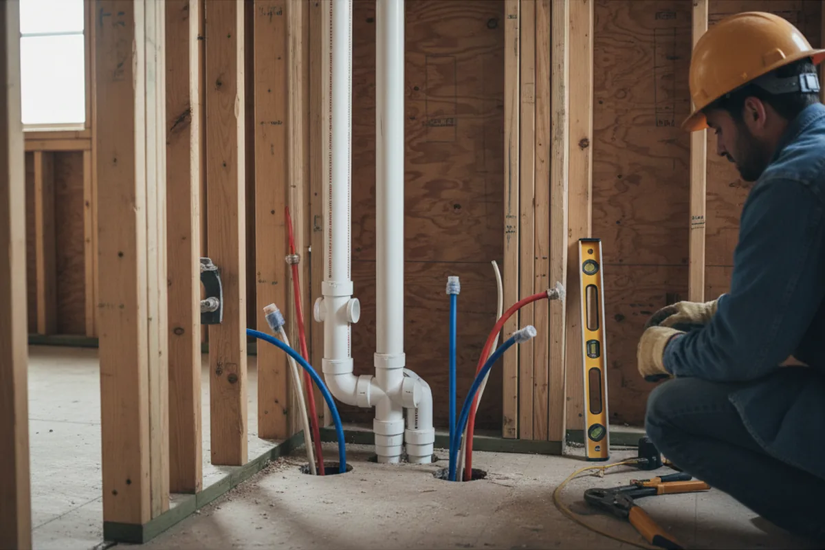 Drain and supply rough-in during Leak Detection in Waynesburg